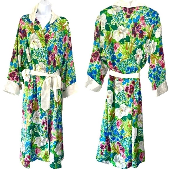 Vintage Victoria’s Secret silky satin robe floral spring kimono - Picture 1 of 4